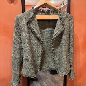 NIC + ZOE XS Olive Green pocket Tweed Jacket